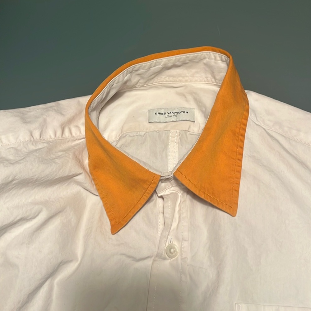 dries van noten ORANGE COLLAR & CUFFS Poplin Shirt